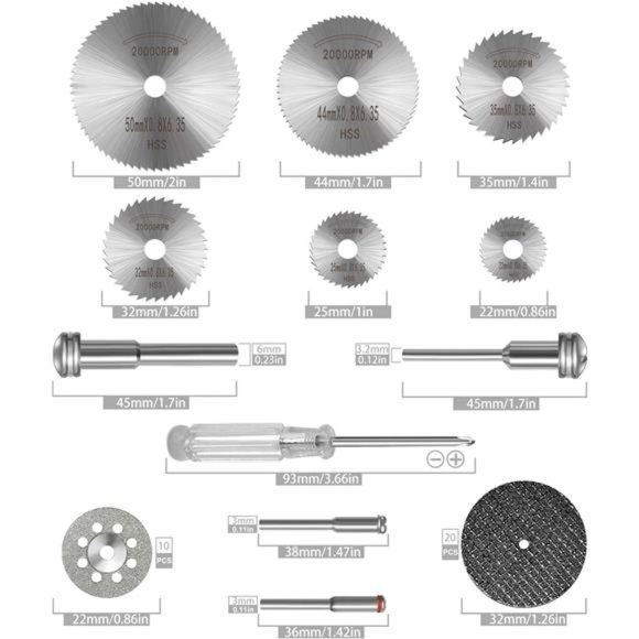 Cutting Wheel Set Compatible with Plastic 36pcs for Rotary Tool, HSS Circular - Picture 4 of 7